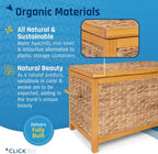 Click365 Wilson Wicker Storage Trunk with Lid, 30 Inch Handwoven Water Hyacinth Storage Chest with Acacia Wood Frame, Farmhouse Blanket Basket for Living Room, Bedroom or Entryway, Natural Brown