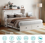 BALUS Full Size Murphy Bed, Murphy Cabinet Bed with USB Charging Station & Storage Drawers, Full Murphy Cabinet Beds for Living Rooom, Apartment, Home Office, Bedroom, No Mattress-White