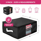 Cedar Clothes Storage Bag Organizer – Protects from Moths, Moisture, Dirt & Dust – Set of 2 Underbed Storage Bags for Clothes, Cashmere Sweaters, Bedding & More - Underbed Storage - Black