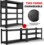 SILVEL 48.2" W Garage Shelving, 5000LBS Heavy Duty Metal Shelving, 2025 Grid Storage Shelves with 2 Side Pegboards, Industrial 5 Tier Shelves for Basement Pantry Warehouse Supermarket, 4 Pack