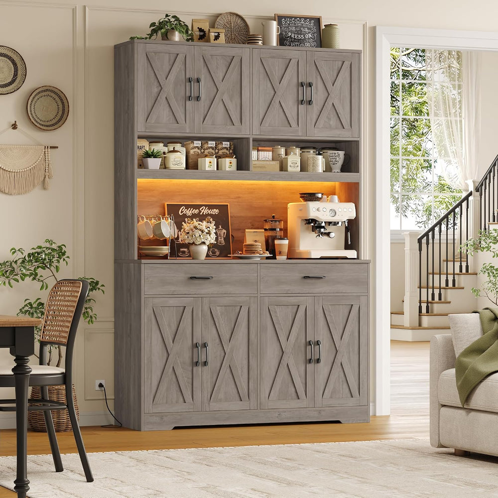 HOSTACK Modern Farmhouse Pantry Cabinet, 75" Tall Kitchen Pantry Storage...