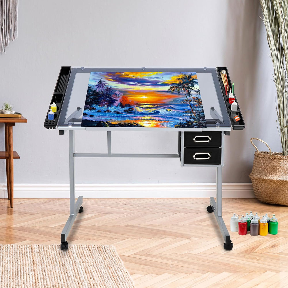 JupiterForce Adjustable Drafting Table Art Desk Drawing Table Versatile Art C...