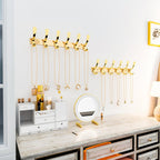 SKOLOO Coat Rack Wall Mounted - 6 Hooks, Pack of 2, Heavy Duty, Stainless Steel, Metal Wall Hangers, Sturdy Coat Hooks for Hanging Coats, Jacket, Clothes, Hat, Bright Gold