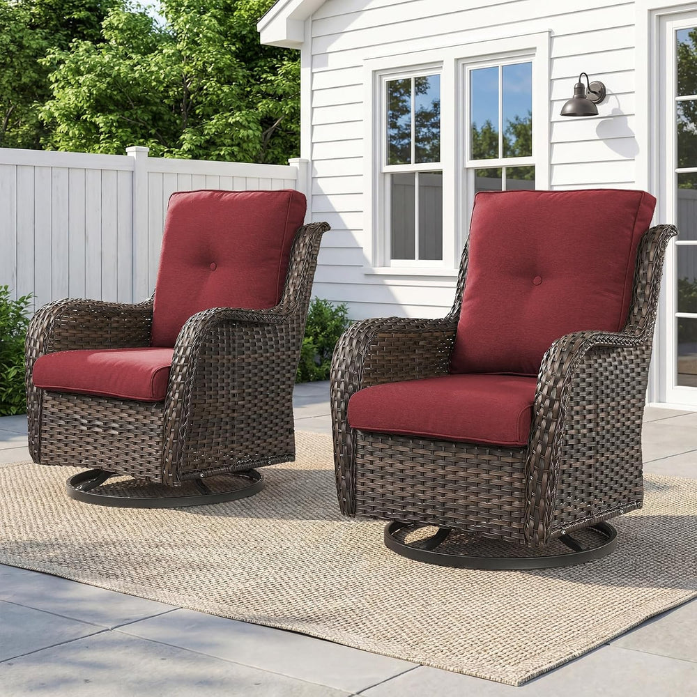 Belord Outdoor Swivel Chairs Set of 2,Patio Wicker Rocker Chairs,All Weather ...