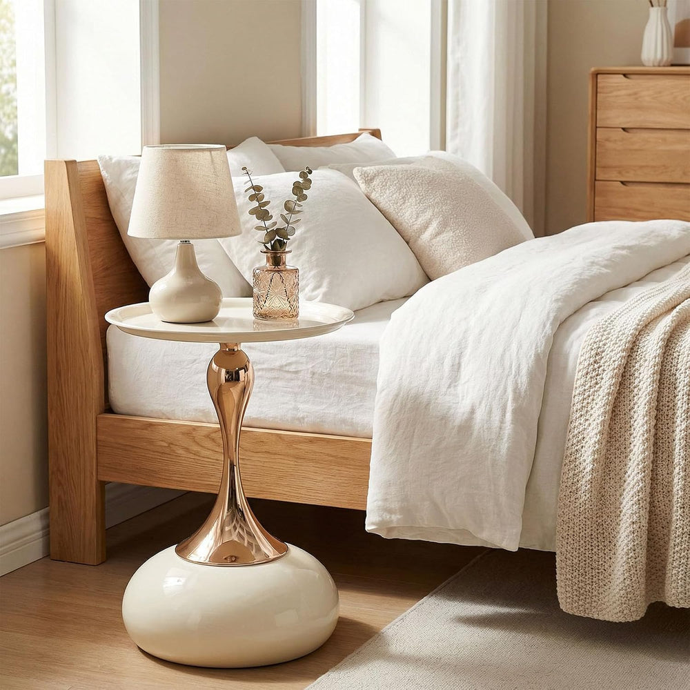 Elegant Modern Side Table Unique Hourglass Design Ideal for Living Rooms, Caf...