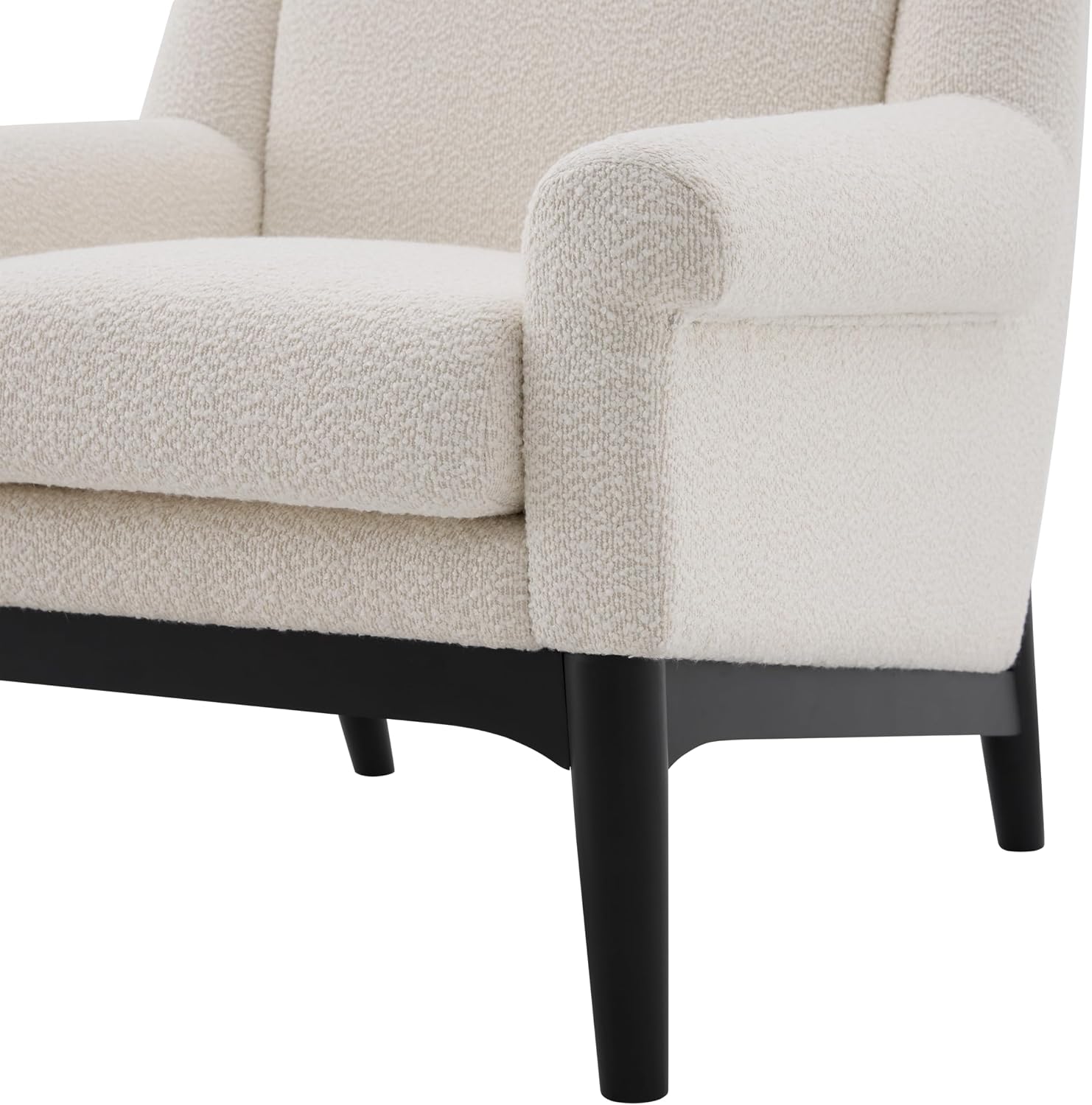 ERYE Mid-Century Modern Accent Chair, Upholstered Boucle Fabric Armchair W/Wood Legs, Comfy Single Reading Lounge Sofa Chair for Living Room Bedroom Apartment Entryway