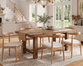 HNY Wooden Dining Chairs Set of 6, Mid Century Modern Dining Room Chairs with Natural Wood Legs & Open Curved Back, Upholstered Beige Linen Armless Kitchen Chair for Dining Room Restaurant