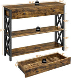 Yaheetech TV Stand for TV up to 45 inch, Entertainment Center with Drawer, Media Console Table with Storage Shelves, for Living Room, Metal Frame, Rustic Brown