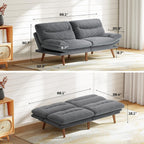 Marsail 66" Futon Sofa Bed, Convertible Corduroy Futon Couch with Adjustable Backrest & Armrests, Small Sleeper Sofa Loveseat for Living Room, Apartment, Office, Grey