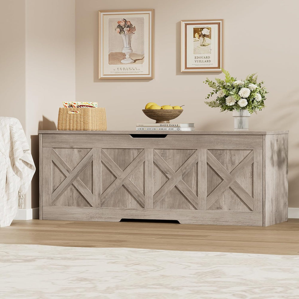 Homleke 47.2" Extra-Large Wooden Storage Chest, Farmhouse Storage Bench ...