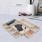 Welaxy 8-piece Nordic Beige desk drawer organizer tray office suppliers pens decluttering aesthetic wabi-sabi Scandinavian-chic storage bin hygge sleek minimalist gift solutions (Oatmeal)