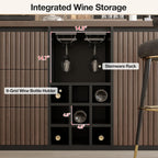 70.8 Inch Modern Multifunctional Kitchen Island Tabletop Home Bar with 3 Drawers, Wine Rack, Glass Cup Holder Adjustable Dividers for Kitchen Dining Room Family Party