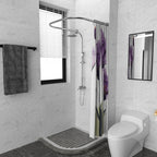 U Shower Curtain Rod Adjustable Stainless Steel U Shaped Rack Drill Free Install for Bathroom, Bathtub, Clothing Store (U Shaped, Length on both sides:31.5"-47",Middle width:34.7"-43")