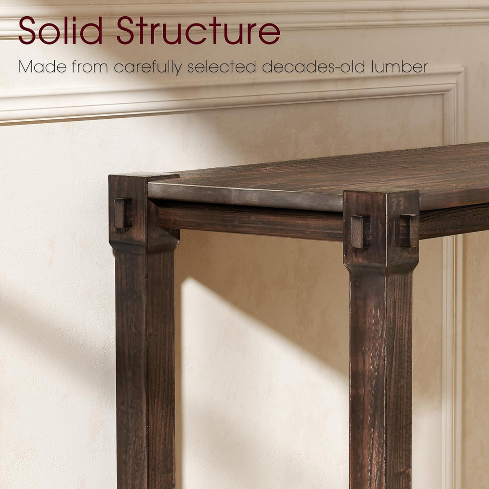Vintage Aged Solid Wood Side Table Mortise and Tenon Construction Wear-Resist...