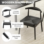 Farini Mid Century Modern Dining Chairs Set of 2, Solid Wood Frame Kitchen Chairs with Woven Upholstered Seat for Dining Room & Breakfast Nook,Black-Black