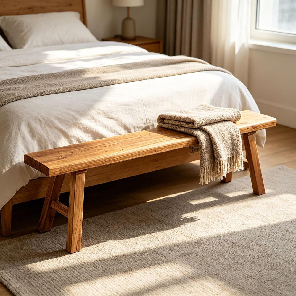 Farmhouse Indoor Wooden Living Room Dining Benchs Narrow Noodle Bench For Ent...