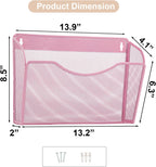 EASEPRES 3 Single Pocket Mesh Hanging File Organizer, Vertical Wall Mounted Magazine File Holder, Mount Basket Mail Paper Document Folder Organizing for Office, Home and School, Pink