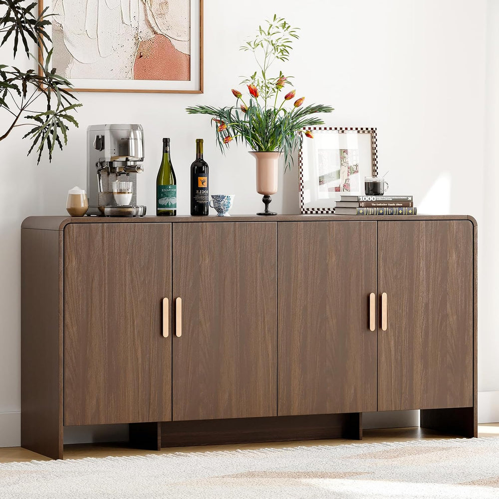 ONBRILL 60" Sideboard Buffet Cabinet with Storage, Curved Design Farmhou...