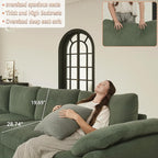 EASE MOOSE Sectional Modular Sofa,Comfty Oversized L Shape Sectional Couch Wide Deep Seat Modular Cloud Couch with Ottoman,Green