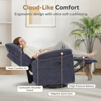 ANJ Swivel Glider Recliner, Manual Nursery Rocking Chair, Blue | Upholstered glider chair with 360° swivel, padded cushion, ideal for nursery, bedroom and living room breastfeeding & reading