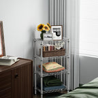 1000 lbs 4 Tier Shelf Metal Storage Shelves Wire Rack Closet Organizers with PP Board for Garage Kitchen Bathroom Laundry Chrome 11.8" D x 21.7" W x 39.5" H