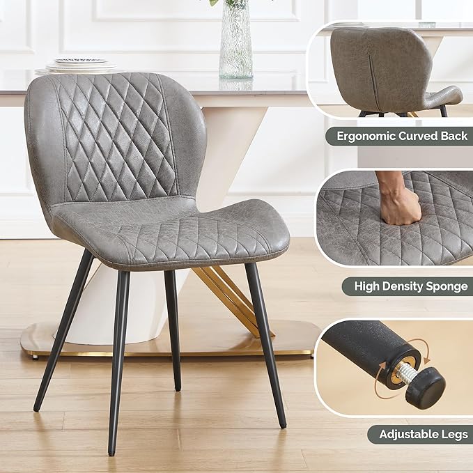Dining Chairs Set of 6, Comfy Modern Dining Chairs with Thick Cushions, Uphol...