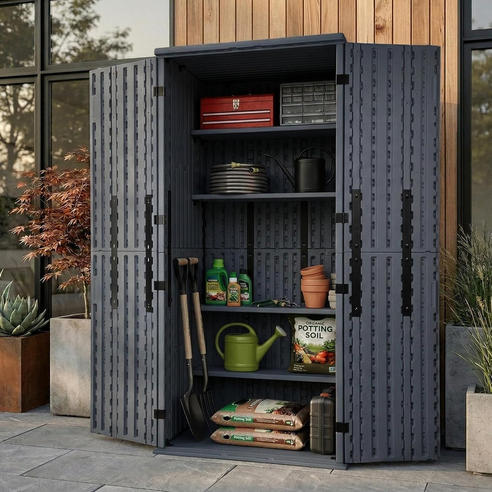 EHHLY Heavy Duty Tall Storage Cabinet Outdoor Weatherproof, 28 Cuft Garage St...