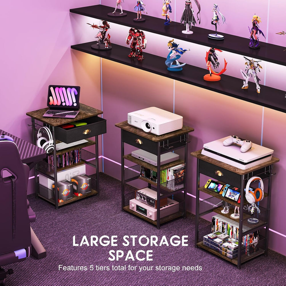 Hongtamoya 4-Tier AV Media Stand with Drawer, Gaming Console Shelf | Audio Ra...