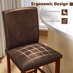 COSTWAY Upholstered Counter Height Bar Stools Set of 4, 26'' Wooden Kitchen Island Chairs with Padded Fabric Seat, Mid Century Modern Barstools with Backs for Dining Room & Pub, Walnut