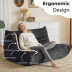 HABUTWAY Bean Bag Chair, Giant Bean Bag Chairs for Adults, Loveseat Fireside Chair, 2 Seater Lazy Bean Bag Sofa Memory Foam Couch for Living Room, Bedroom, Office (Black)
