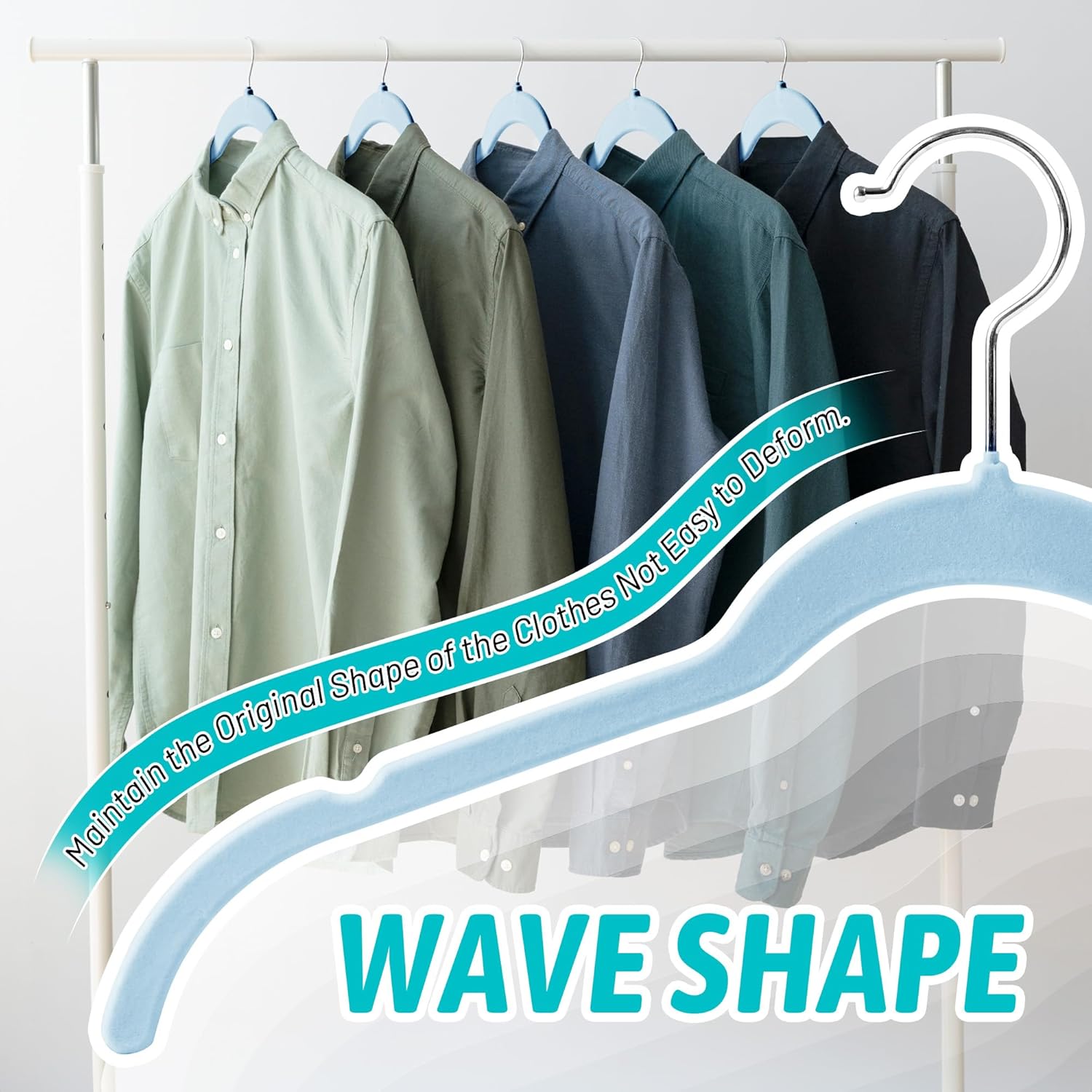 Velvet Hangers 50 Pack – Slim Non-Slip Flocked Clothes Hangers with Notches, Space-Saving Durable Hangers for Dresses, Coats, Blouses(Blue)