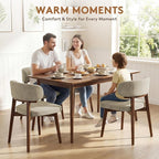 Dining Chairs Set of 2, Modern Upholstered Dining Chairs, Wooden Kitchen Chairs for Dining Room with Ergonomic Curved Backrest