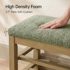VKNOW 44.3” Entryway Bench, 2-Tier Upholstered Shoe Storage Bench, Green | Shoe Bench with Rubberwood Legs, Shoe Rack for Entryway, Hallway, End of Bed, Living Room
