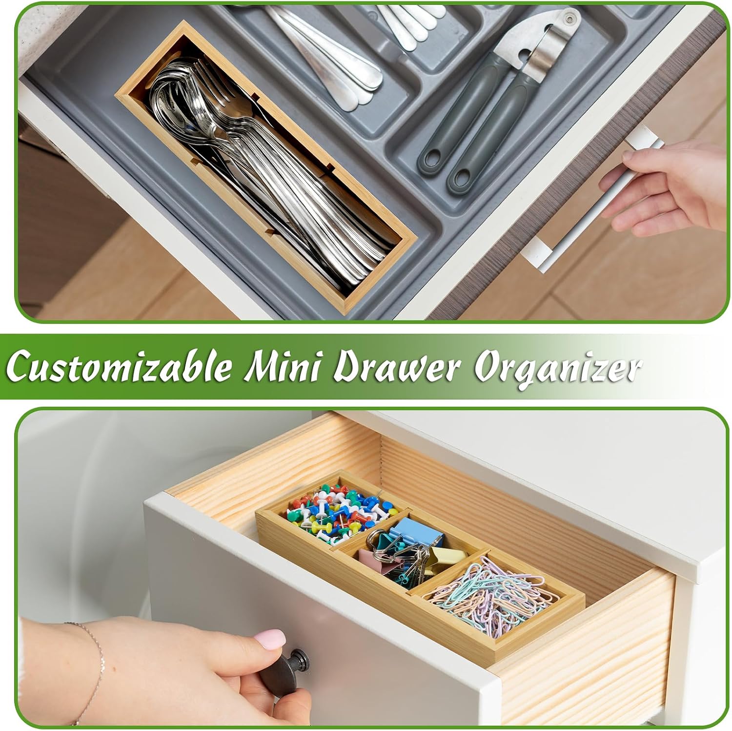 Tea Bag Organizer, Bamboo Tea Bag Holder, Tea Storage Containers 3 Slots | Tea bag holder
