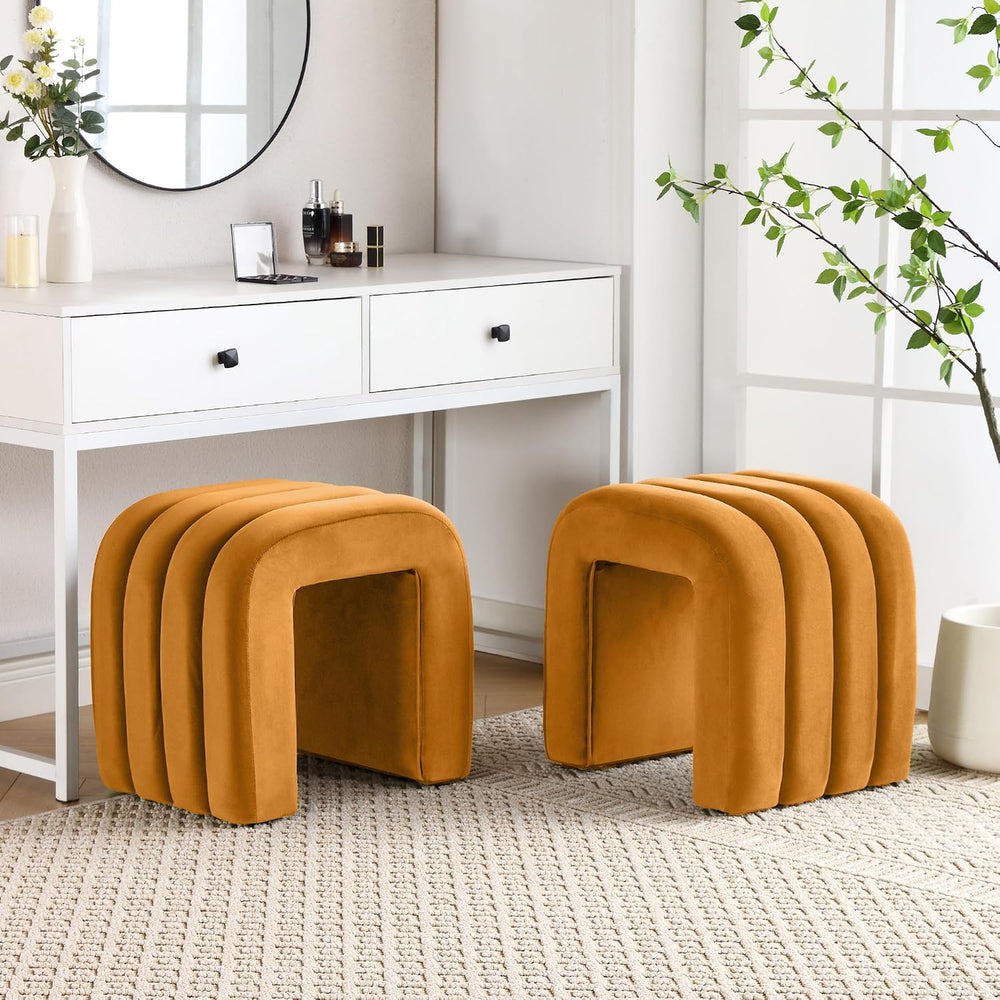 ONEVOG Velvet Pouf Ottoman, Small Ottoman Foot Rest for Couch, 18 Inch Cute V...