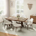 Wooden Dining Chairs Set of 6, Modern Fabric Upholstered Dining Room Chair, Kitchen Side Chairs, Farmhouse Dinner Chair with Open Back for Kitchen, Beige