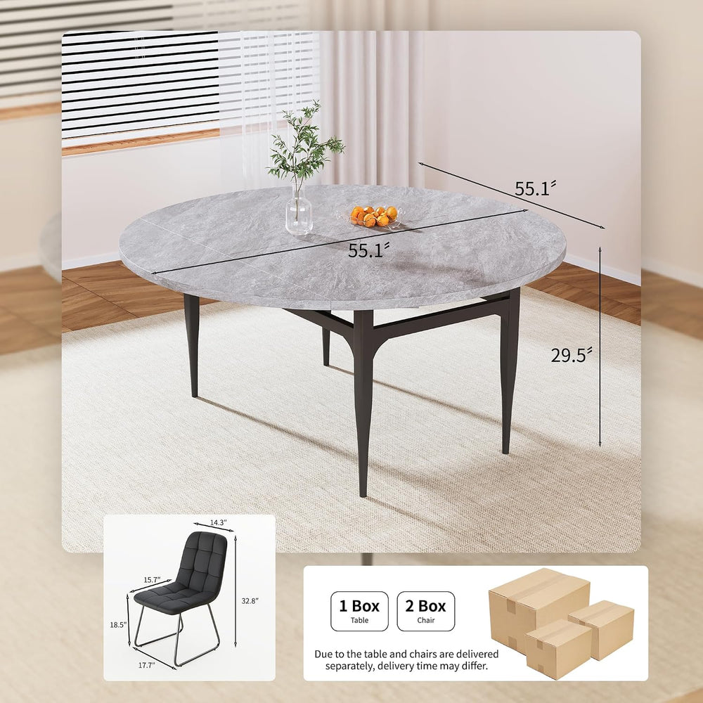 HIPIHOM 7-Piece Extendable Dining Table Set for 4–6, Square to Round Folding ...