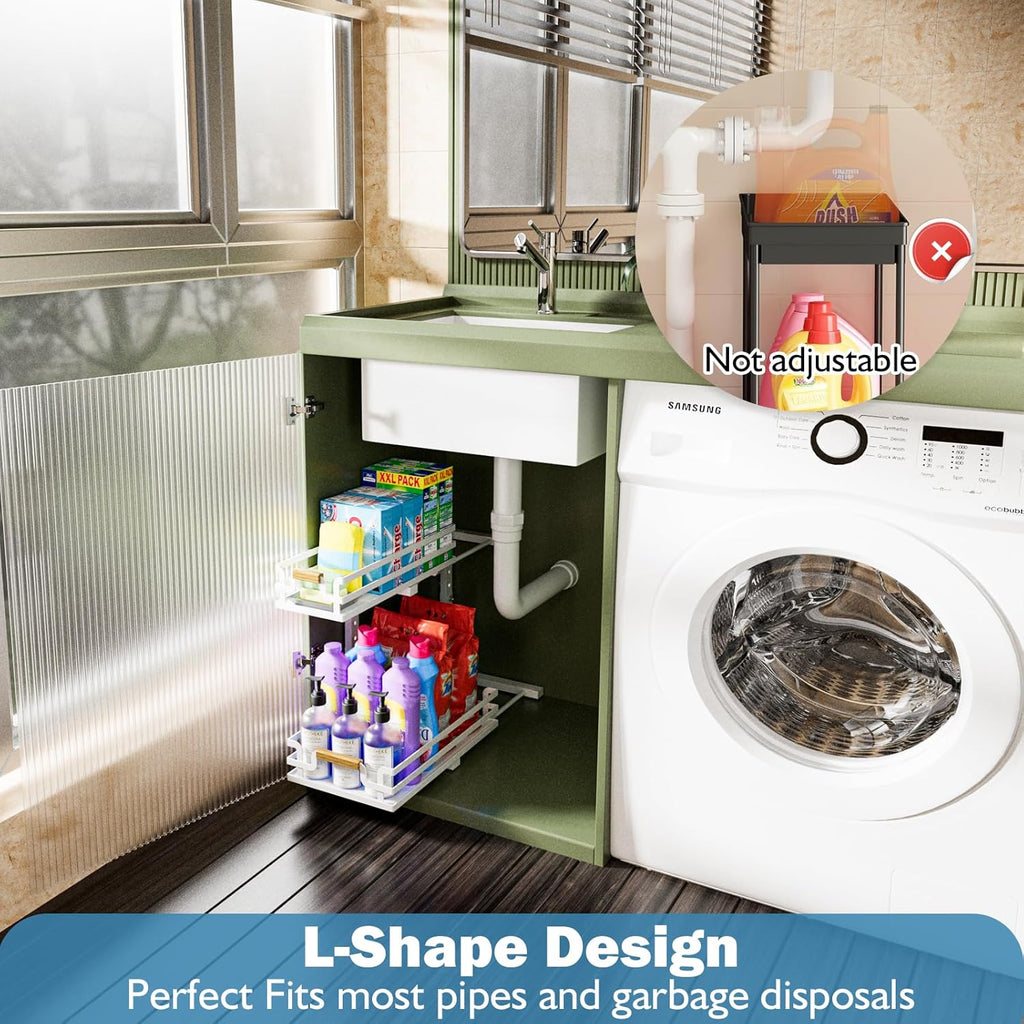Under Sink Organizers and Storage, 2 Tier Slide Out Under Sink Organizers And Storage (1 Pack-white)