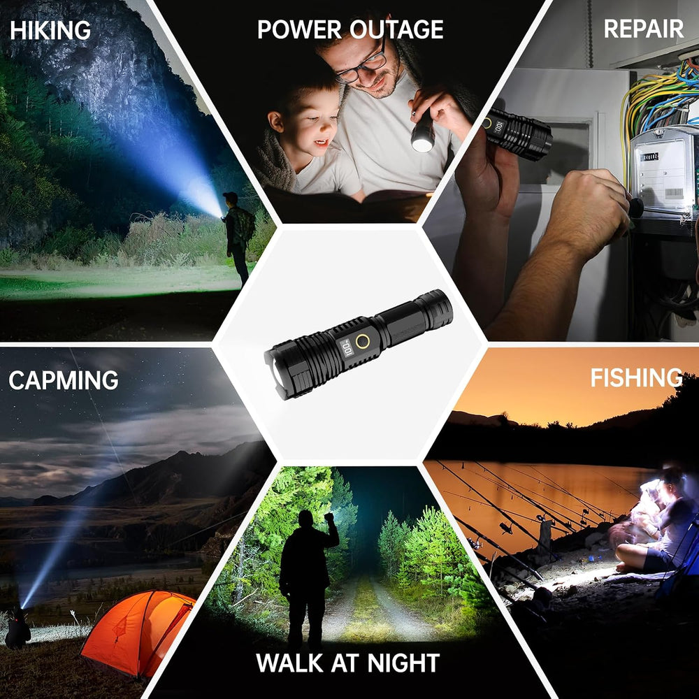 Rechargeable Flashlights High Lumens, 100000LM LED Super Bright Flash Light