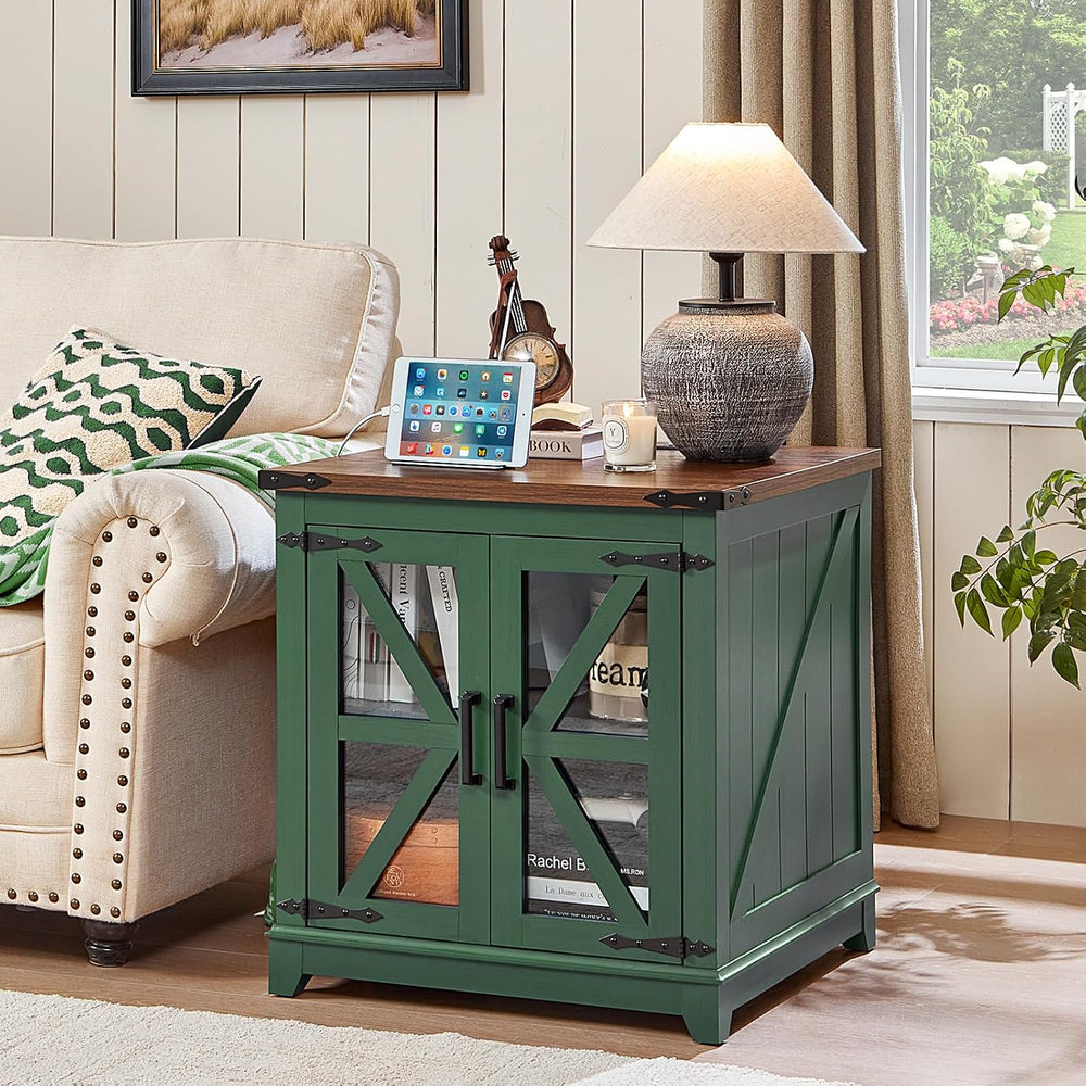 Joaxswe Farmhouse End Table with Charging Station Set 2, 24" Large Sofa ...