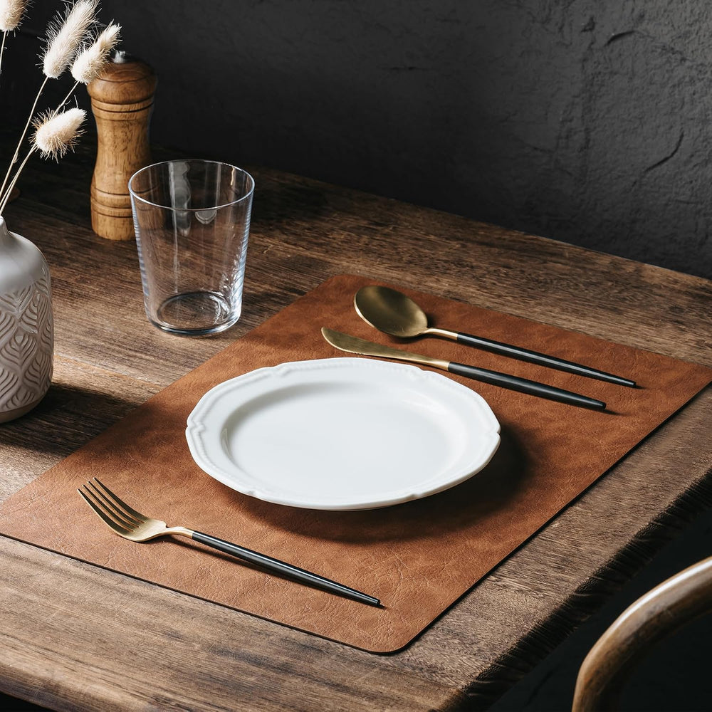 DOLOPL Placemats Set of 8, Reversible Dual-Color Faux Leather Place Mats