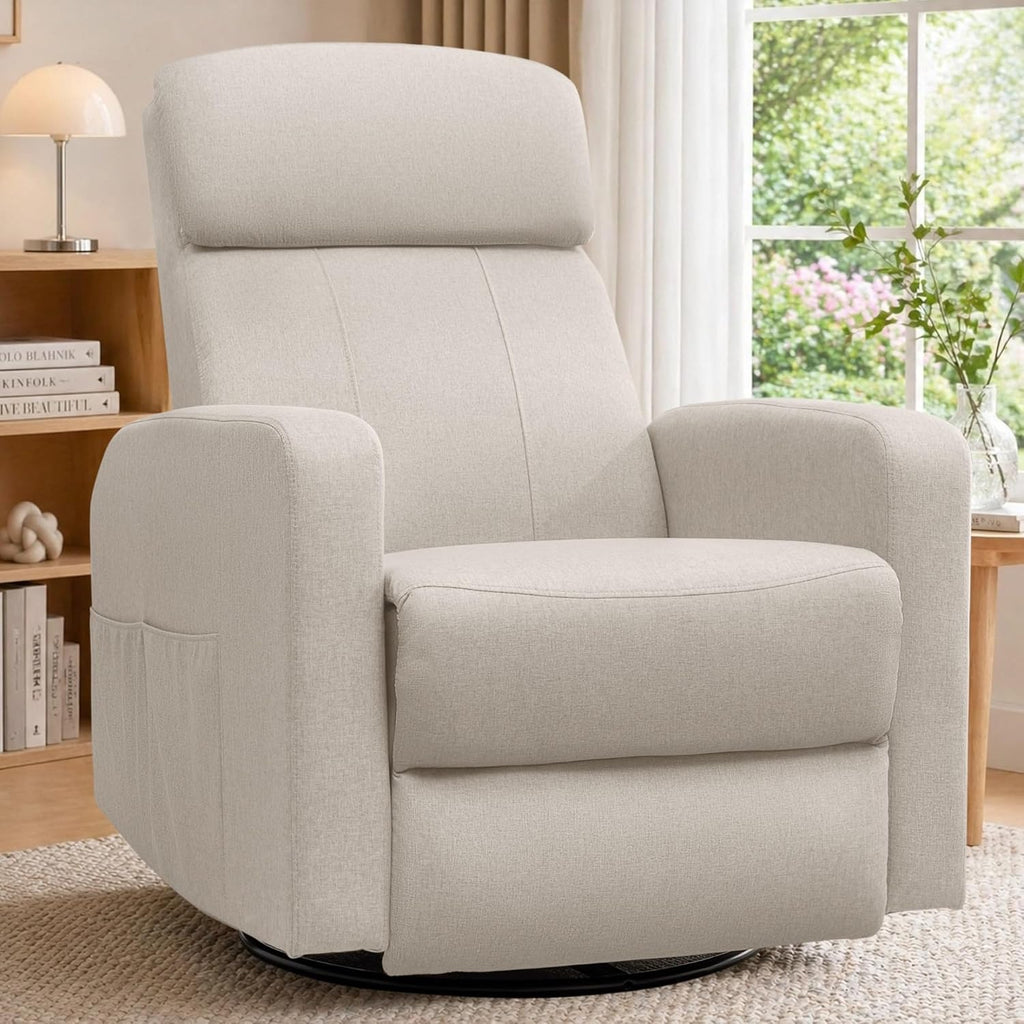 Korser Power Swivel Recliner Chairs for Adults, Electric Glider Rocking Chair Nursery, Glider Recliner Nursery Chair with Classified Side Pocket, Nursery Rocking Chairs with USB and Type-C Ports
