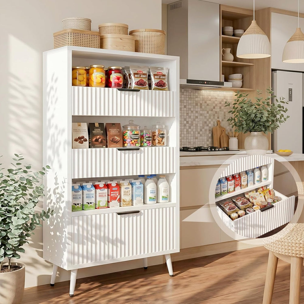 Bathroom Storage Cabinet, 51.2" H 5-Tier Freestanding Pantry Cabinet wit...