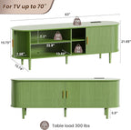 DHH 63 Inch Mid Century Modern TV Stand with Power Outlet for TVs up to 70 Inch, Entertainment Center with Storage and Adjustable Shelves, Media Console with Sliding Doors for Living Room(Green)
