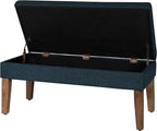 Homepop Home Decor | Upholstered Decorative Storage Ottoman Bench | Ottoman Bench with Storage for Living Room & Bedroom | Decorative Home Furniture, Navy Large