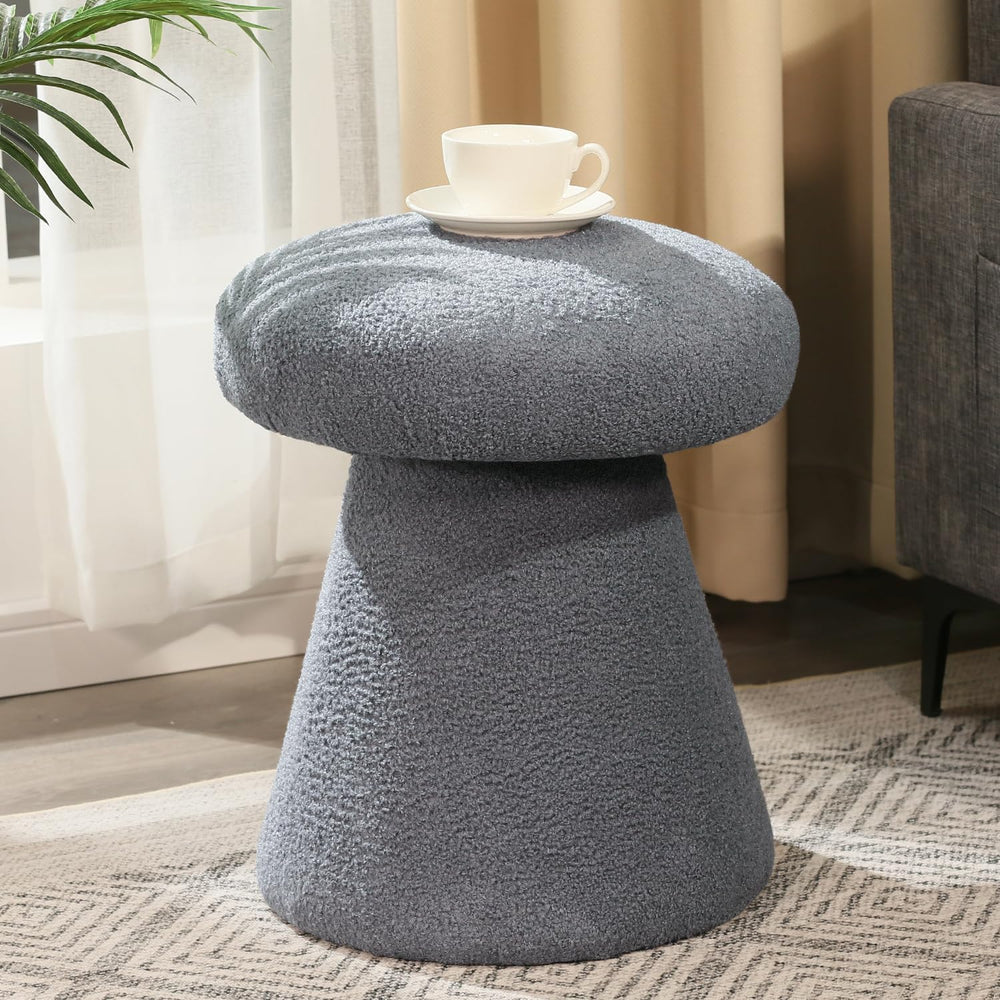 Homebeez Mushroom Ottoman Foot Stool, 18 inch Teddy Fleece Small Footrest, Ro...