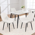 Dining Chair Set of 3, Modern Dining Chairs with Thick Cushions, Faux Leather Upholstered Kitchen Dining Room Chairs with Metal Adjustable Legs for Dining Living Room, White