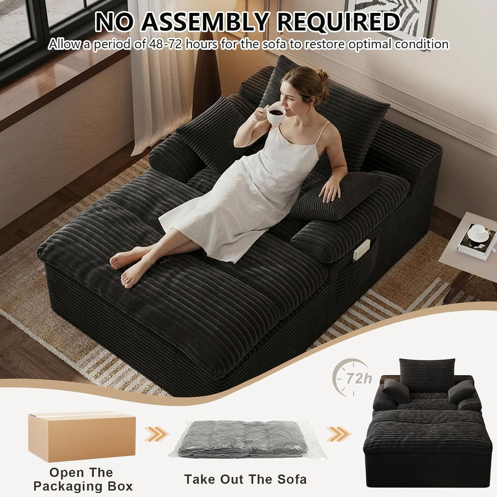 49.2" Oversized Chaise Lounge Chair Indoor, Modern Upholstered Deep Seat...