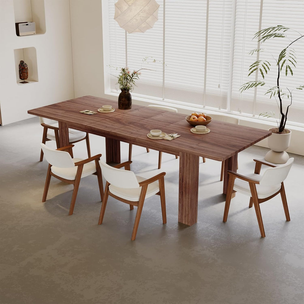 55" to 86" Expandable Dining Table with Slide-Out Leaf for 6 10 Peo...