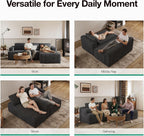 Novilla L-Shape Sectional Couches for Living Room with Smarts Coil® Support, 3 Seater Sectional Sofas for Living Room Bedroom, Corduroy Cloud Couch Sectional, No Assembly(Dark Grey, Right Hand Facing)